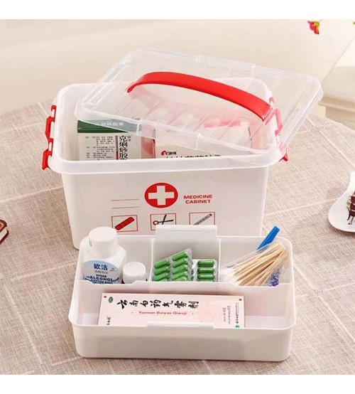 Large Family Medicine Box Plastic Multi-Layer First Aid Box